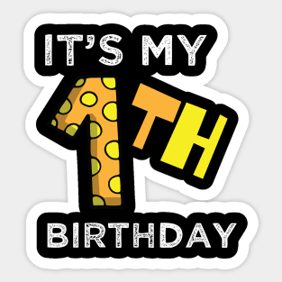 Kids It's My 1th Birthday 1 one Happy Birthday Boy or Girls T-Shirt Sticker